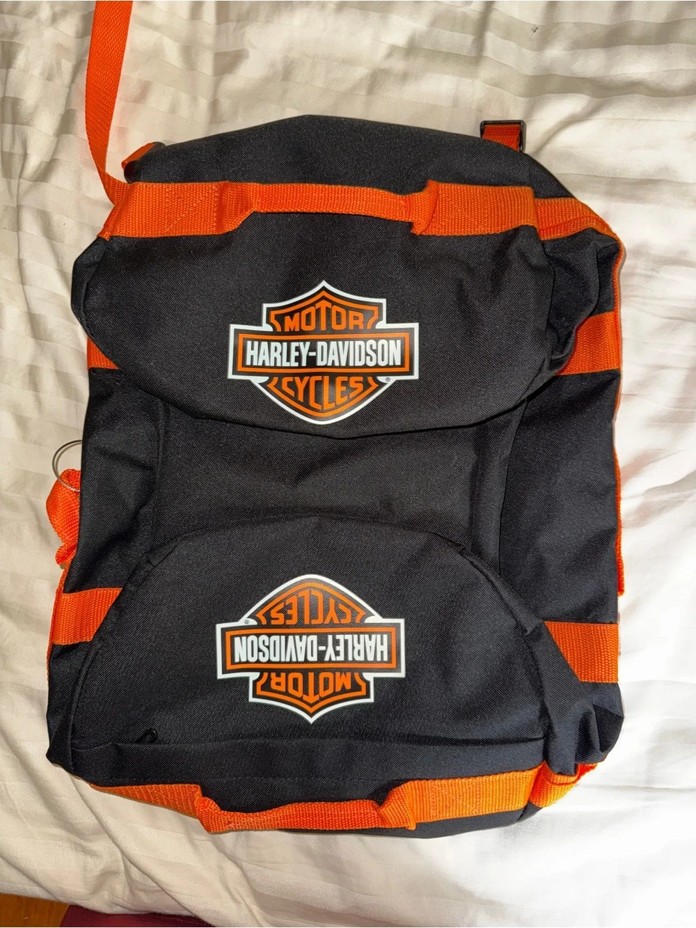 Harley-Davidson Black and Orange Duffel Bag